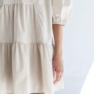 OAK + FORT Tan Puff Sleeve Sundress